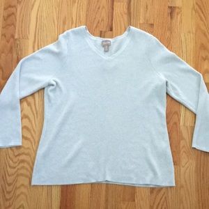 Chico’s metallic V-neck silver sweater. Size 2